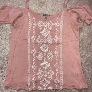 Dusty rose off the shoulder top